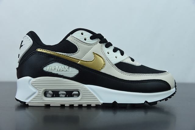 Nike Air Max 90 Black Metallic Gold Summit White (W)