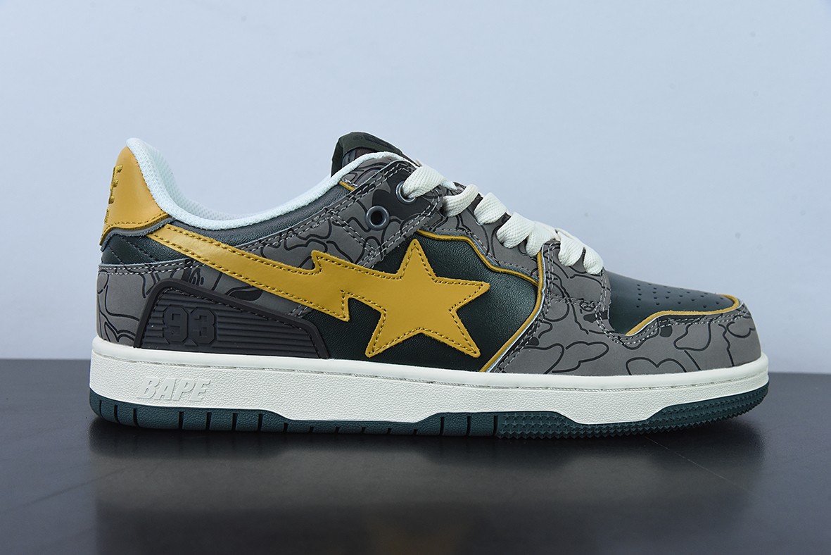 A Bathing Ape Bape SK8 Sta Grey Mustard Yellow